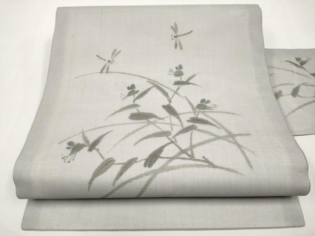 平和屋着物*夏物 九寸名古屋帯 作家物 手描き トンボ 正絹 逸品 未使用 CABJ5795tx