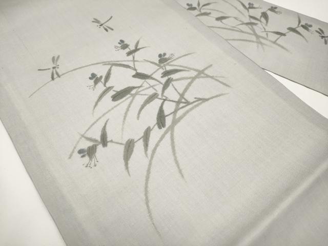 平和屋着物*夏物 九寸名古屋帯 作家物 手描き トンボ 正絹 逸品 未使用 CABJ5795tx