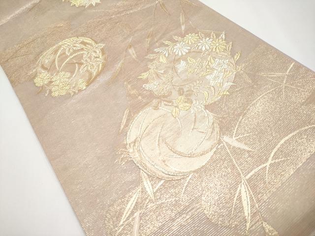 平和屋着物*夏物 六通柄袋帯 花丸文 金糸 正絹 逸品 CABJ5804tx