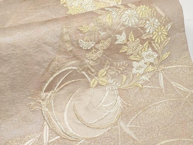 平和屋着物*夏物 六通柄袋帯 花丸文 金糸 正絹 逸品 CABJ5804tx