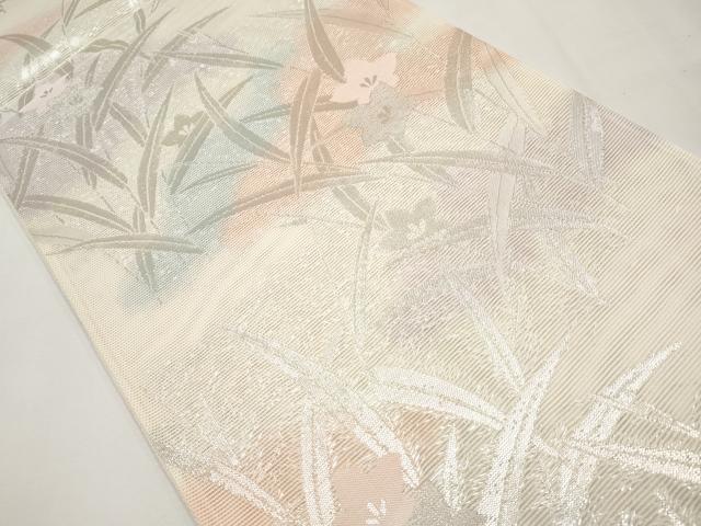 平和屋着物*夏物 西陣 六通柄袋帯 桔梗 銀糸 証紙付き 正絹 逸品 未使用 CABJ5808tx