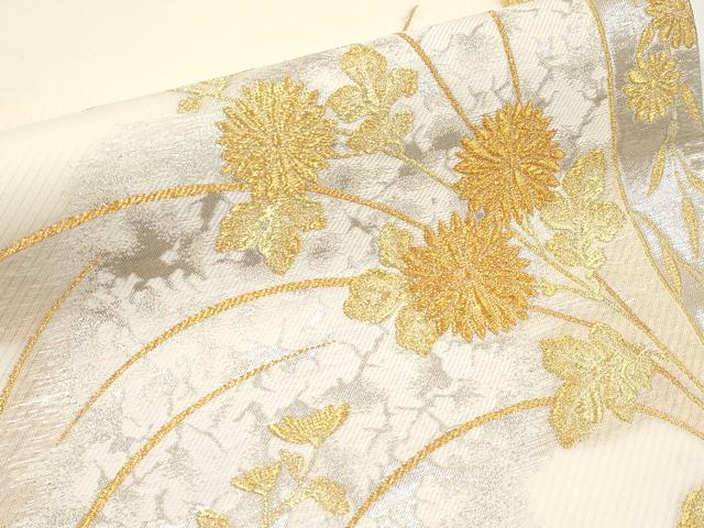 平和屋着物*夏物 六通柄袋帯 枝菊文 金銀糸 正絹 逸品 CABJ5813tx