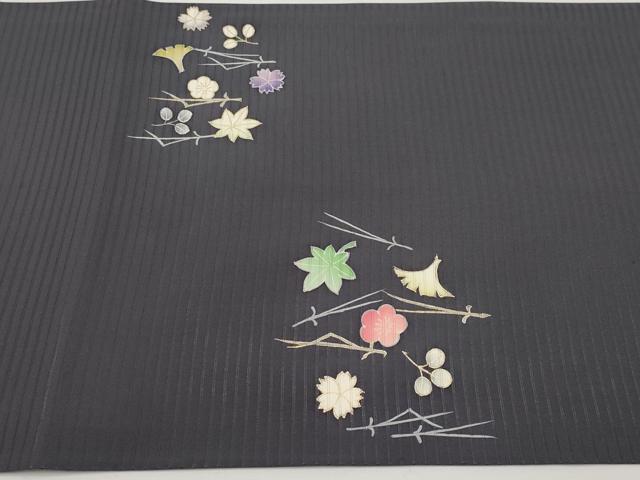 平和屋着物*夏物 絽塩瀬 九寸開き名古屋帯 吹き寄せ文 金彩 正絹 逸品 CABJ5829tx