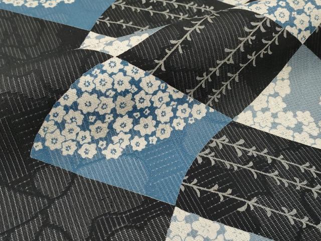 平和屋着物*夏物 九寸名古屋帯 瓦花文 黒地 正絹 逸品 CABJ5836tx