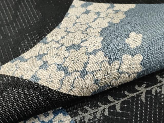 平和屋着物*夏物 九寸名古屋帯 瓦花文 黒地 正絹 逸品 CABJ5836tx