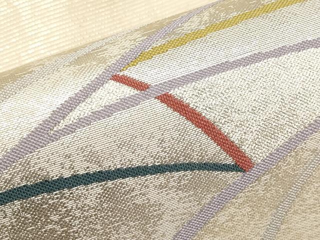 平和屋着物*夏物 九寸名古屋帯 抽象文 銀糸 正絹 逸品 CABJ5846tx