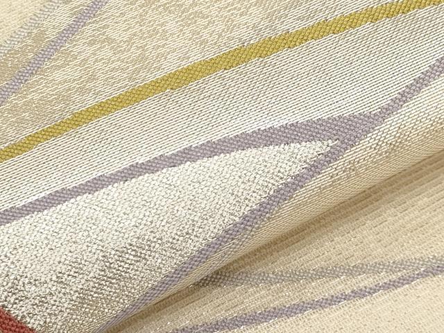平和屋着物*夏物 九寸名古屋帯 抽象文 銀糸 正絹 逸品 CABJ5846tx