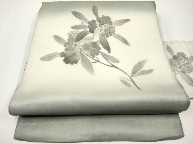 平和屋着物*夏物 九寸名古屋帯 手描き 枝花文 正絹 逸品 CABJ5871tx