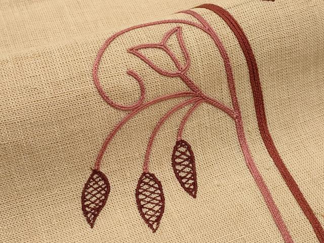 平和屋着物*夏物 九寸名古屋帯 総刺繍 枝花文 CABJ5875tx