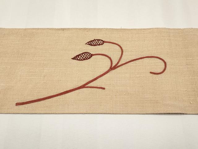 平和屋着物*夏物 九寸名古屋帯 総刺繍 枝花文 CABJ5875tx