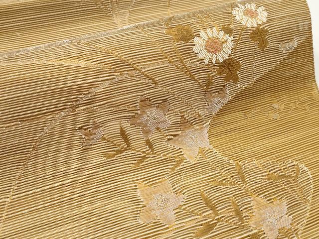 平和屋着物*夏物 八寸名古屋帯 秋草文 銀糸 正絹 逸品 CABJ5882tx