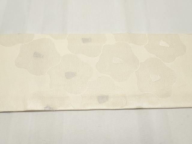 平和屋着物*夏物 九寸名古屋帯 椿 銀通し地 正絹 逸品 CABJ5885tx