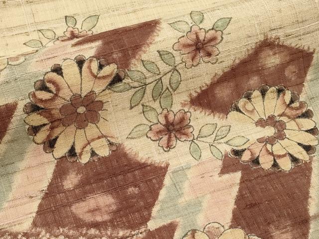 平和屋着物*夏物 九寸名古屋帯 手描き 紬地 枝花文 逸品 CABJ5892tx