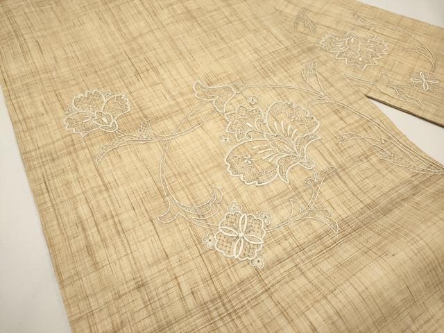 平和屋着物*夏物 中国三大刺繍 スワトウ刺繍 総刺繍 九寸名古屋帯 更紗花唐草文 麻 逸品 CABJ5895tx