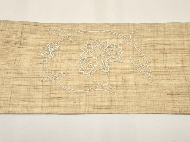 平和屋着物*夏物 中国三大刺繍 スワトウ刺繍 総刺繍 九寸名古屋帯 更紗花唐草文 麻 逸品 CABJ5895tx