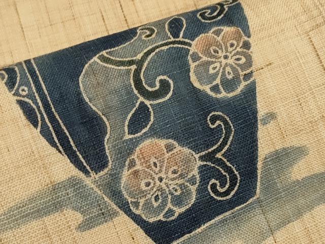 平和屋着物*夏物 九寸開き名古屋帯 陶器葡萄蔦の葉文 麻 逸品 CABJ5896tx