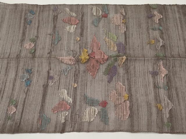 平和屋着物*夏物 1854年創業 帯屋捨松 八寸名古屋帯 草花文 正絹 逸品 CABJ5954tx
