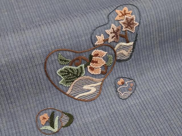 平和屋着物*夏物 中国三大刺繍 相良刺繍 総刺繍 九寸名古屋帯 枝花文 正絹 逸品 CABJ5960tx