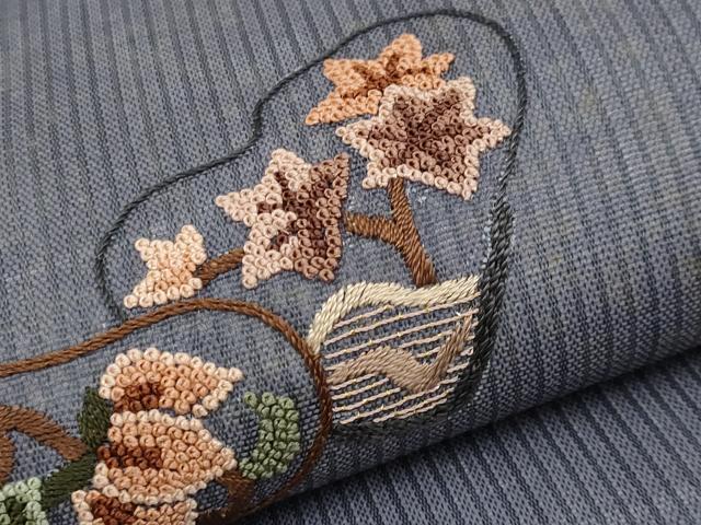 平和屋着物*夏物 中国三大刺繍 相良刺繍 総刺繍 九寸名古屋帯 枝花文 正絹 逸品 CABJ5960tx