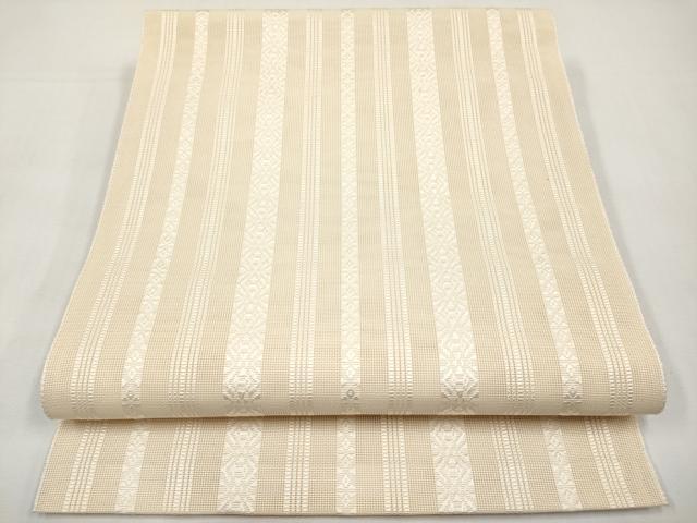 平和屋着物*夏物 本場筑前博多織 八寸名古屋帯 紗献上 肌色 三越扱い 正絹 逸品 CABJ5988tx