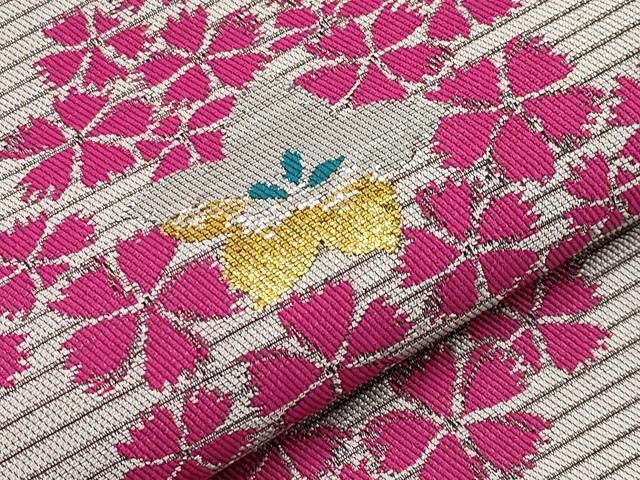 平和屋着物*夏物 アンティーク 大正ロマン 九寸名古屋帯 舞花文 金銀糸 正絹 逸品 CABJ5993tx