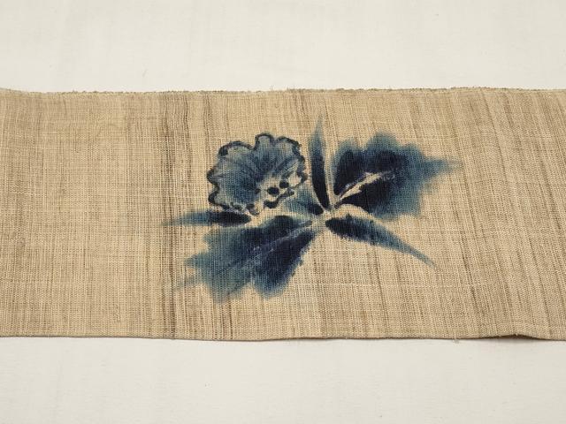 平和屋着物*夏物 八寸名古屋帯 手描き 百合 自然布 逸品 CABJ5997tx