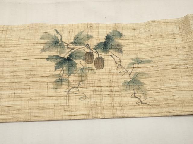 平和屋着物*夏物 九寸名古屋帯 作家物 手描き 鬼灯 ほおずき 麻 逸品 CABJ6000tx