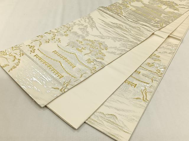 平和屋着物◎六通柄袋帯 金閣寺 金銀糸 正絹 逸品 CABJ6019yk