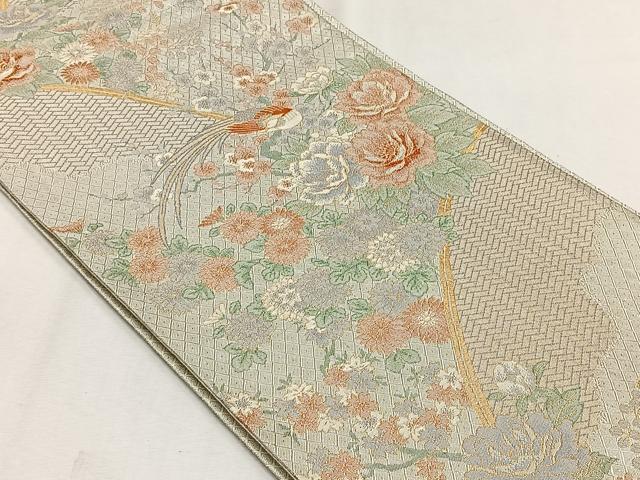 平和屋着物◎宝珠佐賀錦 六通柄袋帯 花鳥文 金銀糸 正絹 逸品 CABJ6022yk