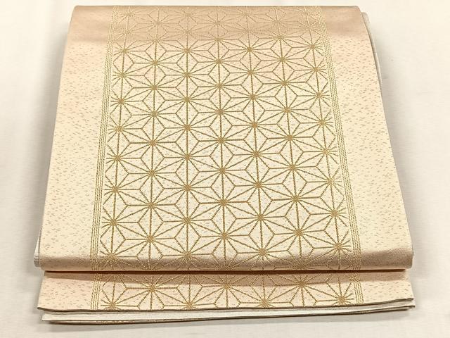 平和屋着物◎全通柄袋帯 麻の葉文様 金糸 正絹 逸品 CABJ6027yk