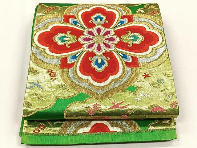 平和屋着物◎六通柄袋帯 花鳥文 金銀糸 正絹 逸品 CABJ6042yk