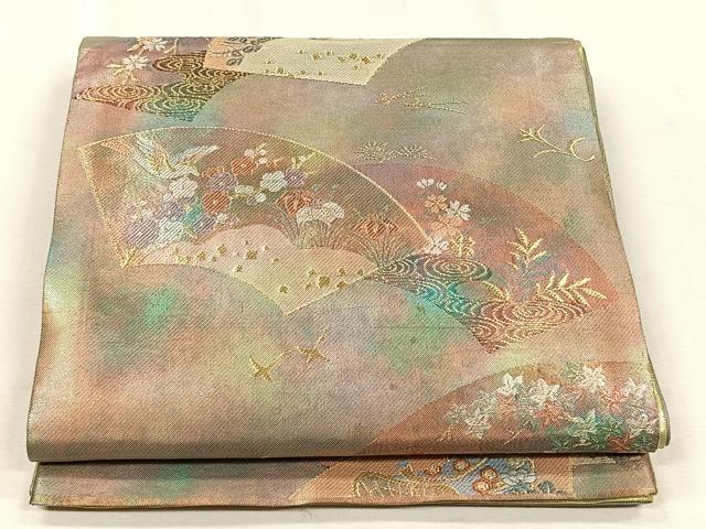 平和屋着物◎本佐賀錦 六通柄袋帯 地紙花鳥文 経柄箔 正絹 逸品 CABJ6045yk