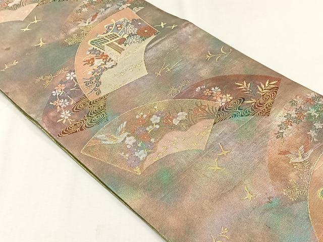 平和屋着物◎本佐賀錦 六通柄袋帯 地紙花鳥文 経柄箔 正絹 逸品 CABJ6045yk