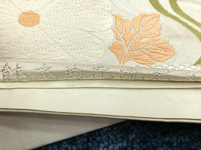 平和屋着物◎六通柄袋帯 唐織 能衣菊花流水文 金糸 正絹 逸品 CABJ6056yk