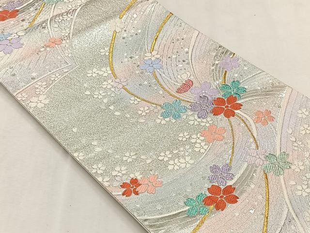平和屋着物◎六通柄袋帯 舞桜文 金銀糸 正絹 逸品 CABJ6059yk