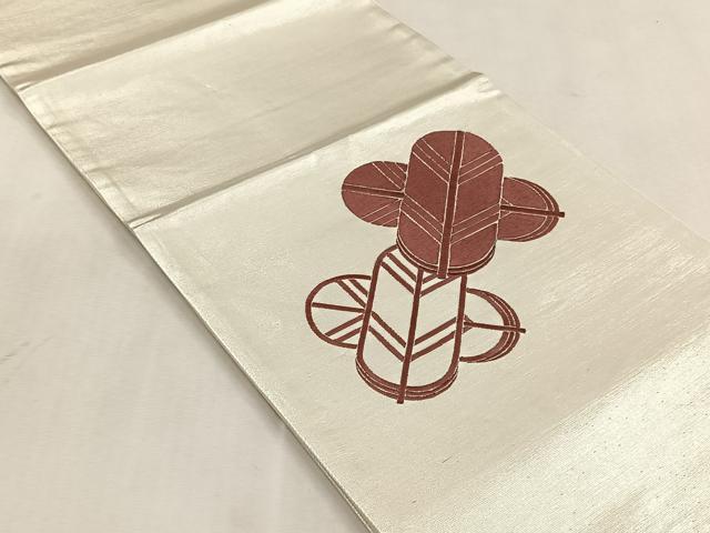 平和屋着物◎太鼓柄袋帯 総刺繍 鷹の羽 正絹 逸品 未使用 CABJ6063yk