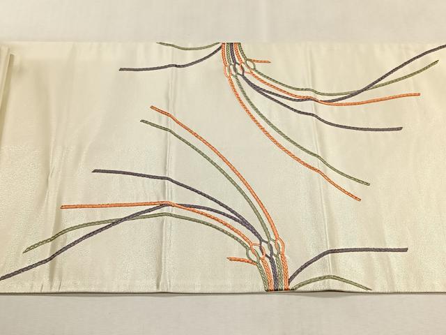 平和屋着物◎太鼓柄袋帯 総刺繍 幾何学文様 正絹 逸品 CABJ6065yk
