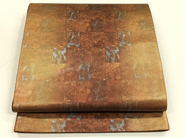 平和屋着物◎六通柄袋帯 本漆箔 九百錦 霞文 引箔 正絹 逸品 未使用 CABJ6069yk