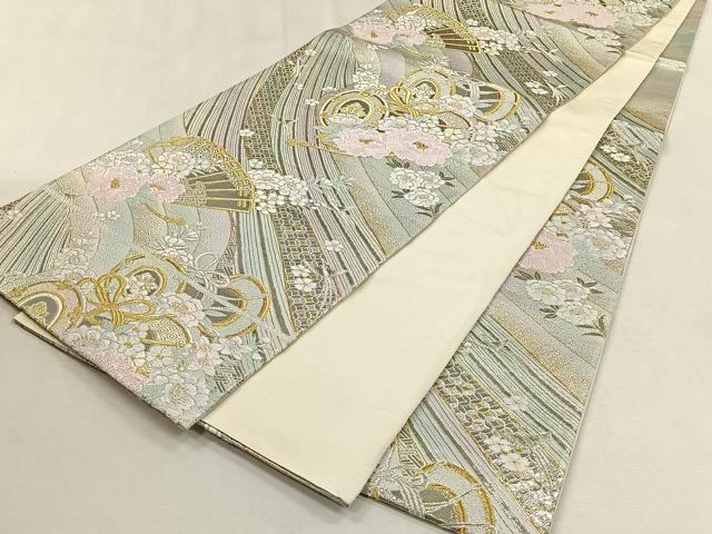 平和屋着物◎六通柄袋帯 鼓花文 プラチナ箔 正絹 逸品 CABJ6073yk