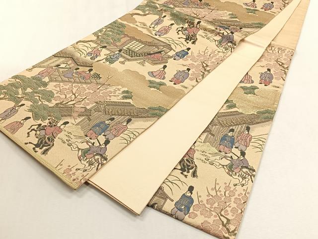 平和屋着物◎六通柄袋帯 洛中洛外絵巻図 金糸 正絹 逸品 CABJ6076yk