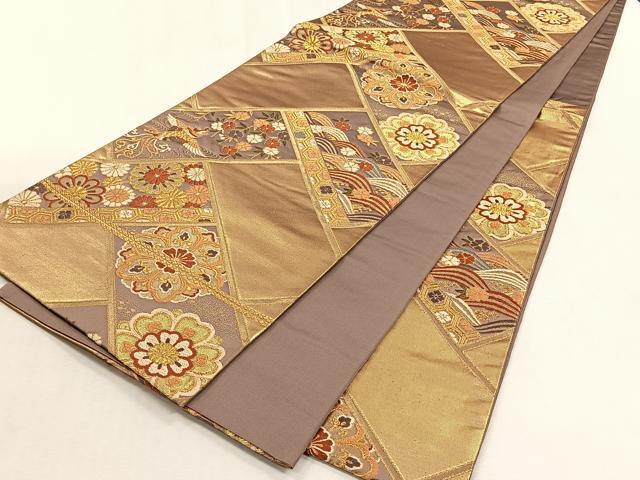 平和屋着物◎六通柄袋帯 唐織 檜垣鳳凰花文 金糸 三越扱い 正絹 逸品 CABJ6079yk