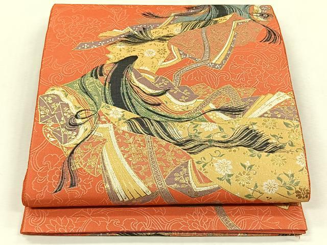 平和屋着物◎伝統工芸士 平田藤三郎 六通柄袋帯 川介乃君 金糸 正絹 逸品 CABJ6081yk
