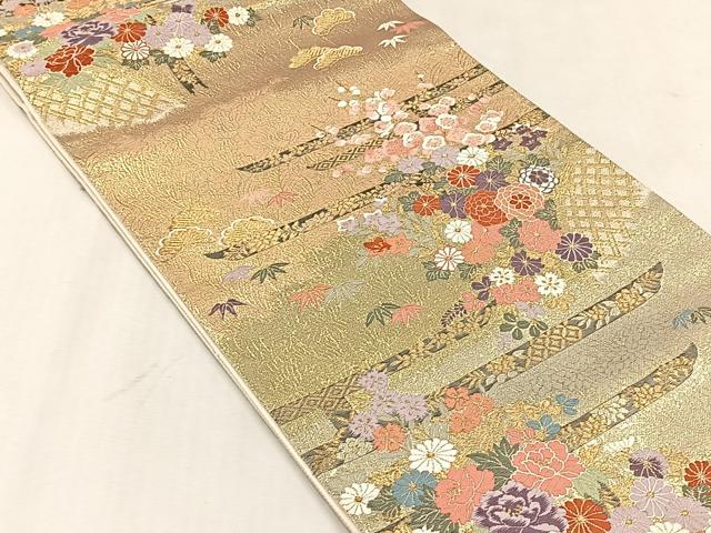 平和屋着物◎六通柄袋帯 唐織 松竹梅 金糸 正絹 逸品 CABJ6082yk