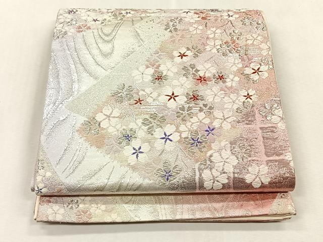 平和屋着物◎六通柄袋帯 舞桜文 プラチナ箔二重織 正絹 逸品 CABJ6083yk