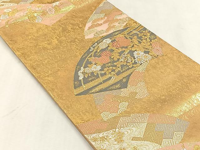 平和屋着物◎六通柄袋帯 唐織 春秋地紙文 金銀糸 正絹 逸品 CABJ6087yk