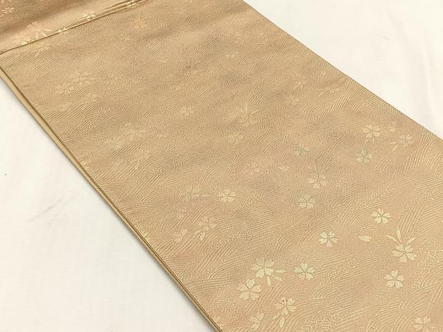 平和屋着物◎六通柄袋帯 螺鈿 舞桜文 ワンポイント 草花文 正絹 逸品 CABJ6102yk