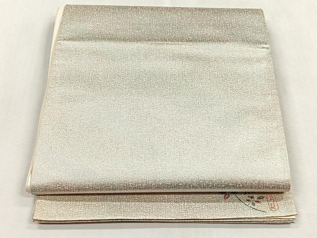 平和屋着物◎六通柄袋帯 作家物 霞文 ワンポイント 枝花文 正絹 逸品 CABJ6107yk