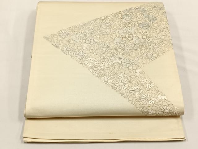 平和屋着物◎太鼓柄袋帯 総刺繍 菊尽くし 正絹 逸品 CABJ6128yk