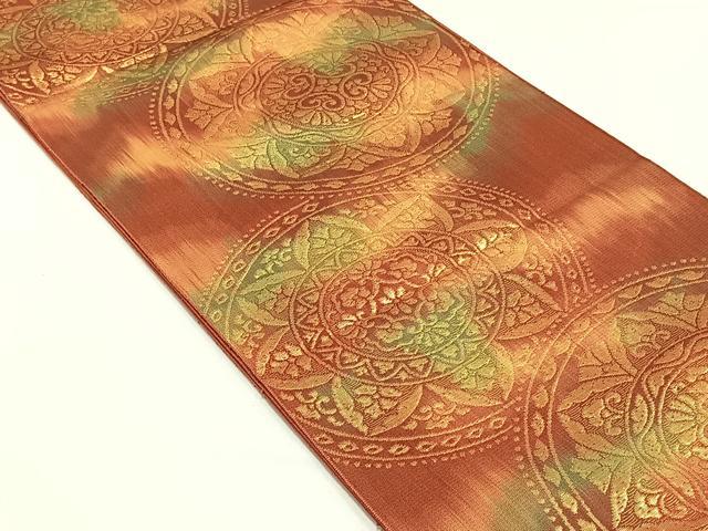 平和屋着物◎六通柄袋帯 絵皿花唐草文 金糸 正絹 逸品 CABJ6138yk