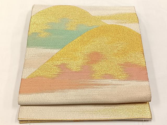 平和屋着物◎太鼓柄袋帯 綴れ 遠山文 金糸 正絹 逸品 CABJ6141yk